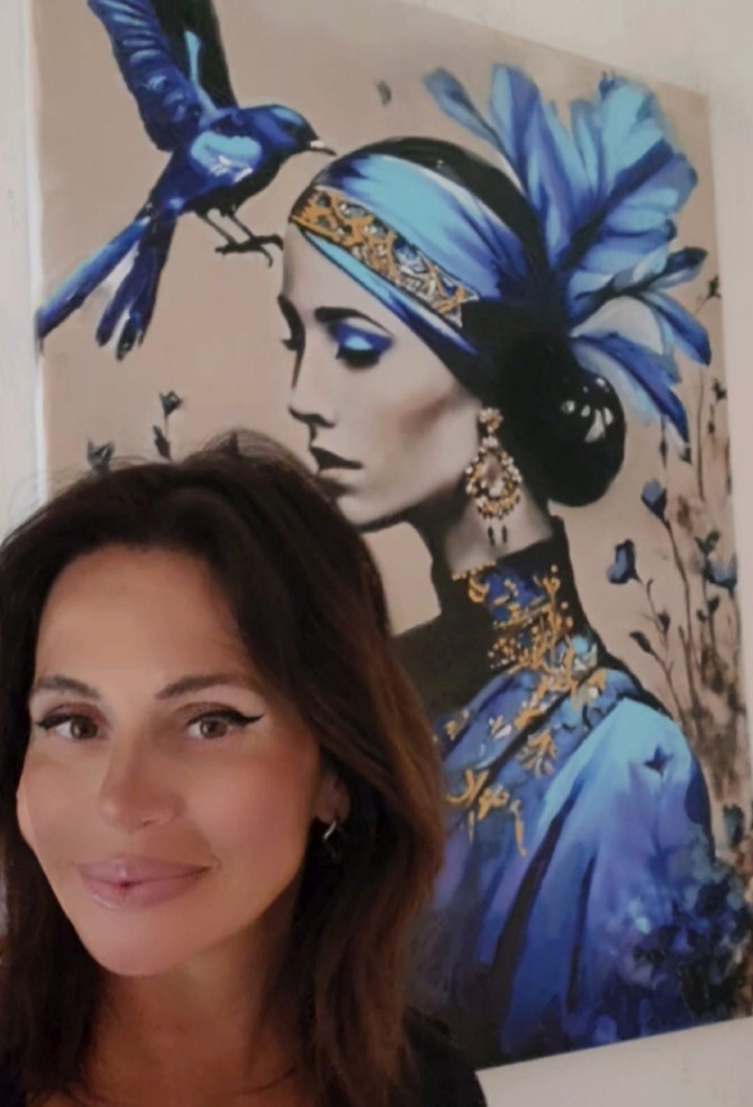 ArteDiAlina.com painting: Blue Bird Lady
